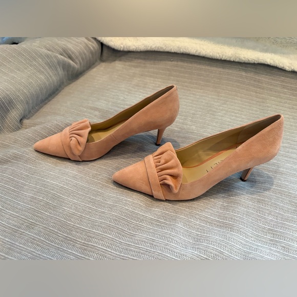 Sole Society Blush Suede Pointed-Toe Ruffle Flats - Picture 2 of 5